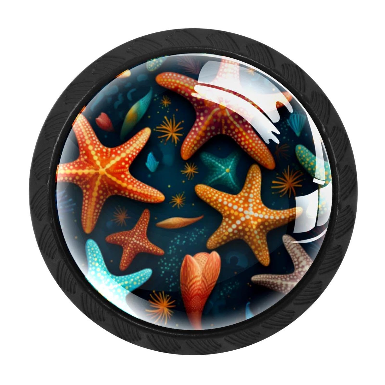 Chenzzzz Multicolored 06 Starfish Cabinet Knobs 4 Pieces Drawer Kitchen Cabinets Dresser Cupboard Wardrobe Unique Pulls Handles
