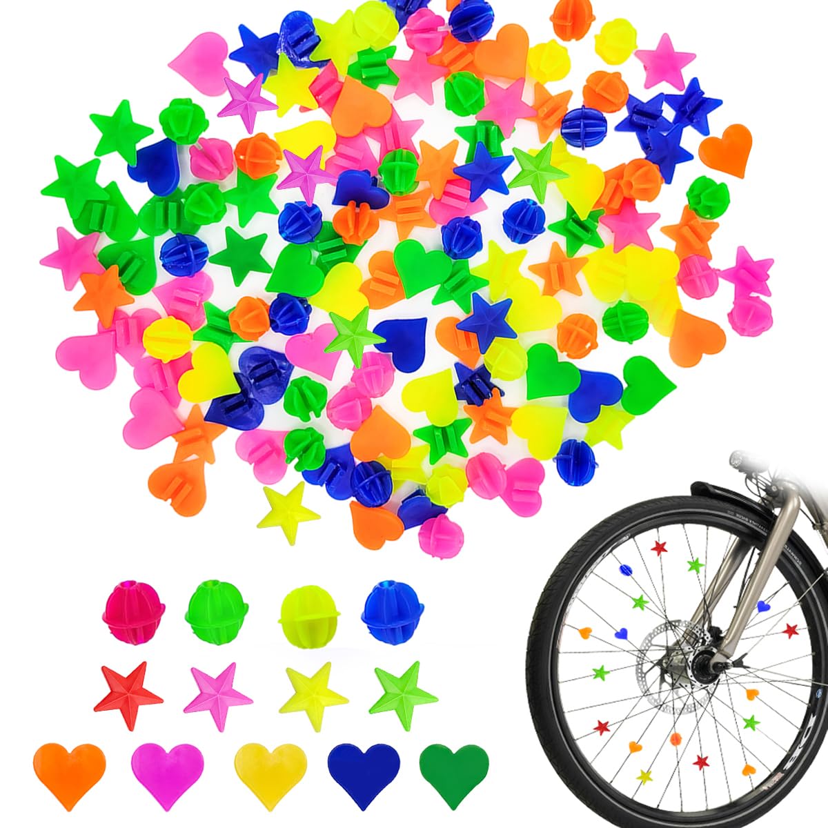 180 Pieces Bike Wheel Spoke Beads Plastic Clip Beads Spoke Colorful Bicycle Bike Spoke Decorations for Kids Bike Accessories Girls Boys (Style 2)-image-42