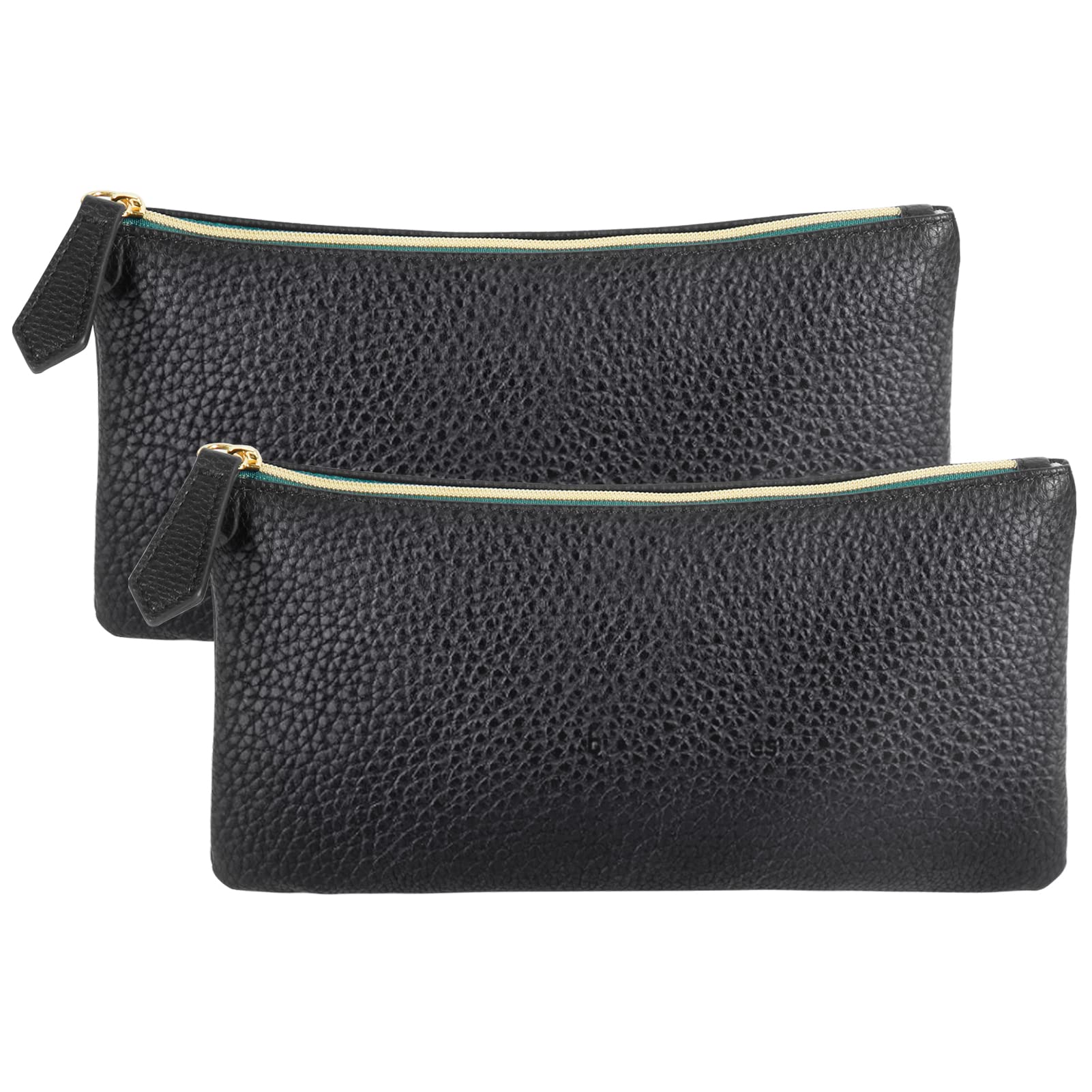 besharppinPU Leather Makeup Bag, 2pcs Black Cosmetic Bags for Purse Diaper Bag Travel