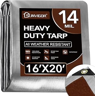 Sunvigor Tarp Waterproof 16x20Ft, Heavy Duty Tarp Cover Extra Thick 14 M...