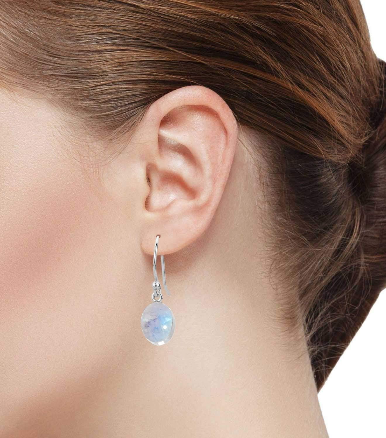 Genuine 925 Sterling Silver Handmade Jewelry Oval Onyx, Carnelian, Lapis, Pearl Natural Gemstone Boho Drop Dangle Earring For Women