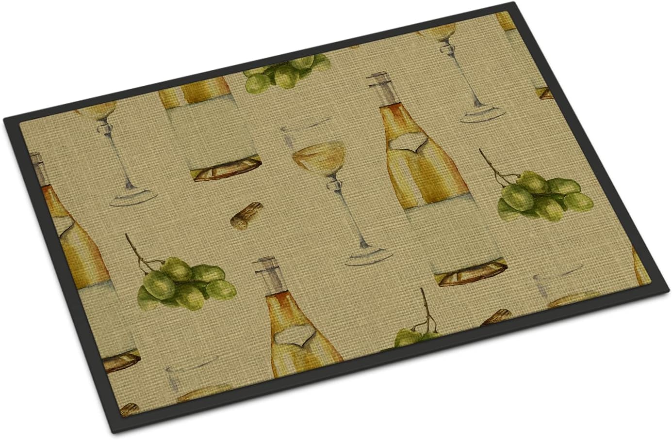 Caroline's Treasures BB5194MAT White Wine on Linen Doormat 18x27 Front Door Mat Indoor Outdoor Rugs for Entryway, Non Slip Washable Low Pile, 18H X 27W
