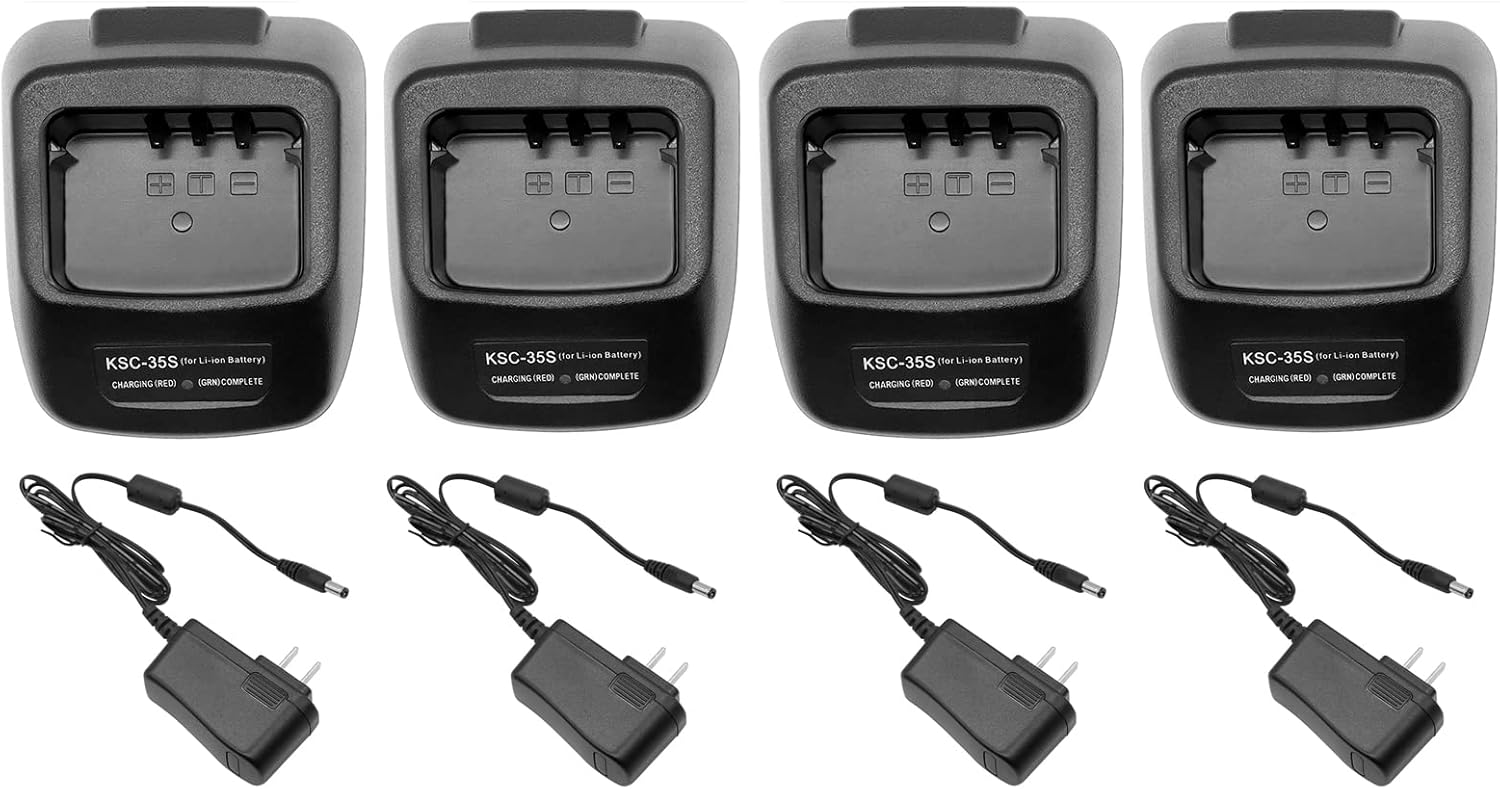 (4PCS) KSC-35S Charger [2026 Upgraded] for Kenwood Radio TK-2200 TK-2202 TK-2300 TK-2302 TK-2307 TK-3200 TK-3202 TK-3207 TK-3400 TH-K20 TH-K20A TK-2000 TK-3000 KNB-45L KNB-63L KNB-65L Battery Charger