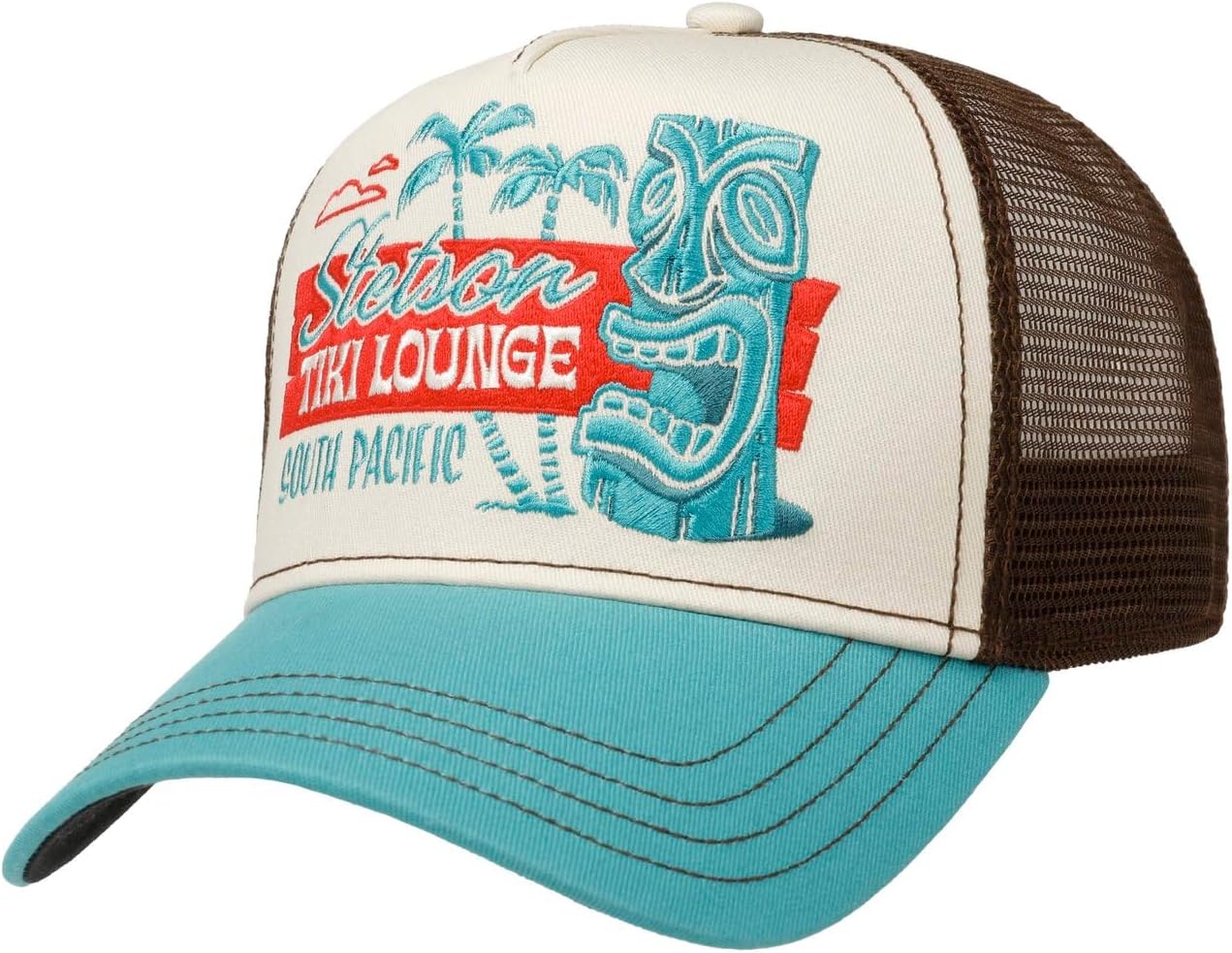 Stetson Tiki Lounge Trucker Cap Curved Brim Snapback Meshcap 100% Cotton Unisex Summer Winter