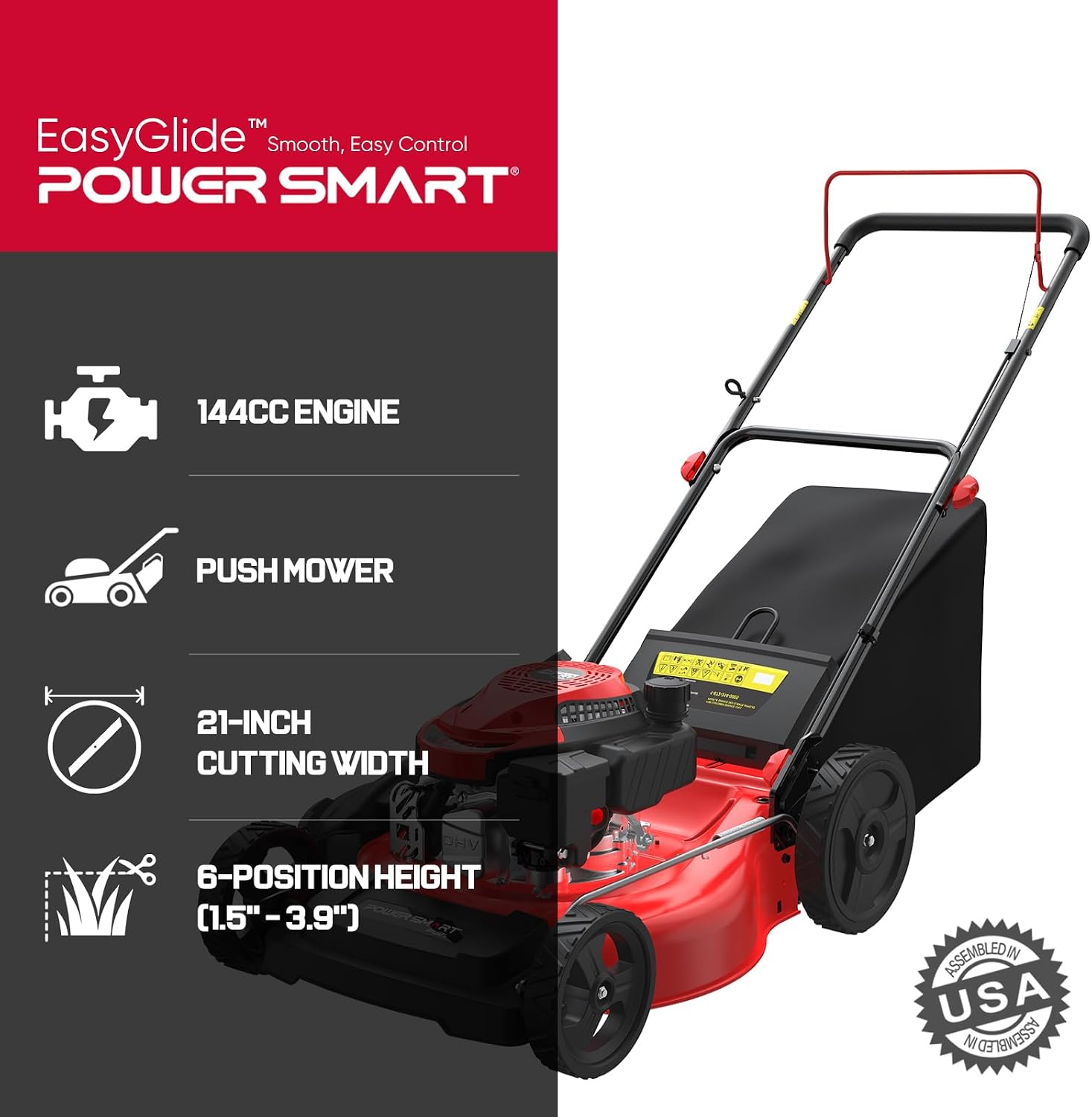 PowerSmart EasyGlide 21-Inch 3-in-1 Push Gas Lawn Mower photo 2