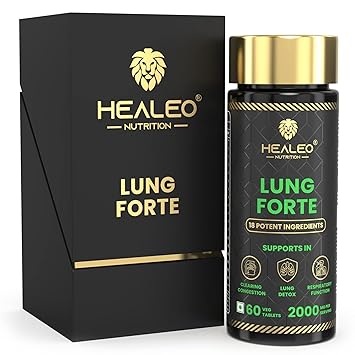 Healeo Lung Forte 2000mg, 18 in 1 Lung Detox with Quercetin, Stinging Nettle, Vasaka, Asparagus - Lung Cleanse Supplement for Smokers - Removes Tar & Mucus from Lungs - Lab Tested - 60 Veg Tablets