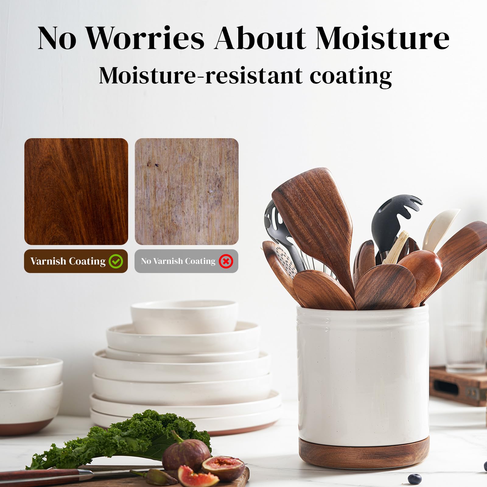 DOWAN Utensil Holder, 360° Rotating Large Cooking Utensil Crock - Image 3