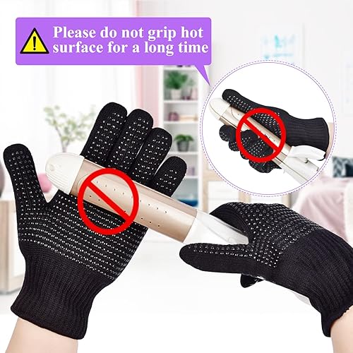 Miniatura 7 de Sopito Guantes resistentes al calor con golpes de silicona, 2 guantes profesionales a prueba de calor para peinar el cabello