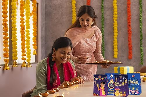 Miniatura 3 de ALIBBON 12 bolsas de regalo Happy Diwali, suministros de fiesta Diwali, bolsas de papel kraft para aperitivos de dulces, bolsas de regalo de fiesta
