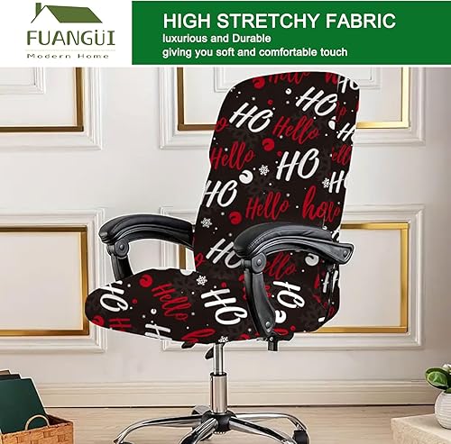 Miniatura 2 de FUANGUI Funda para silla de oficina estampada, funda elástica para silla de computadora con cremallera, funda universal para silla giratoria de