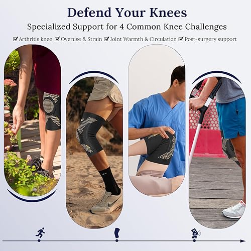 Miniatura 10 de JIUFENTIAN Copper Knee Brace for Arthritis Pain and Support-Copper Knee Sleeve Compression for Sports, Workout, Knee Pain Relief-Single (4X-Large)