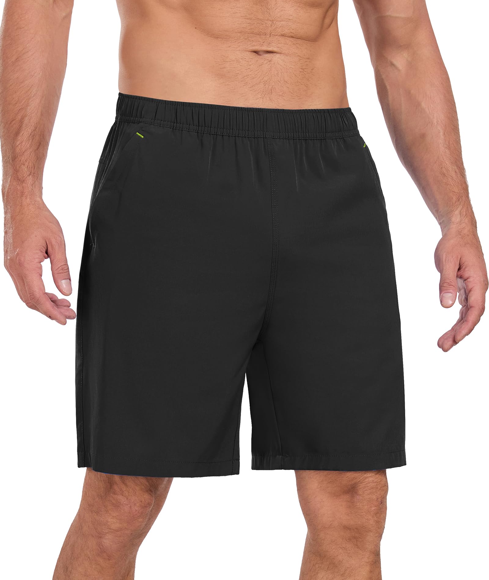 Zoofly Mens Shorts Football Quick Dry Sports Gym Shorts Men Lightweight Running Shorts For Men With Zip Pockets Black L