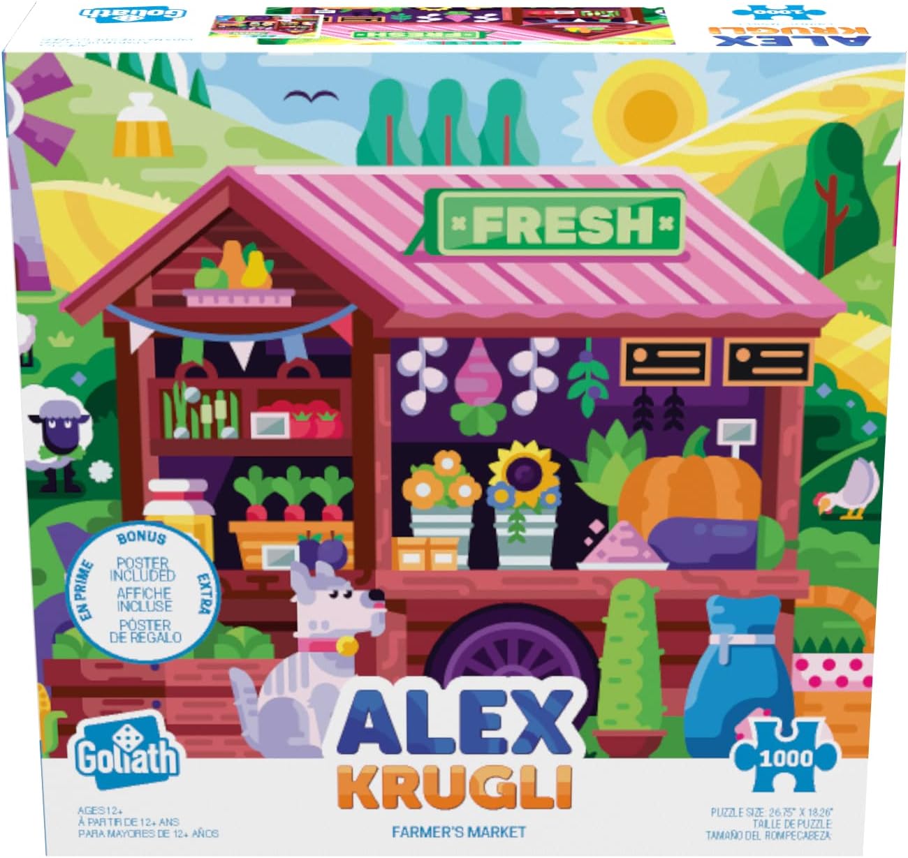 Goliath Alex Krugli: Farmer's Market 1000-Piece Puzzle - Completed Size 26.75 x 18.26 Inches - Ages 12 and Up