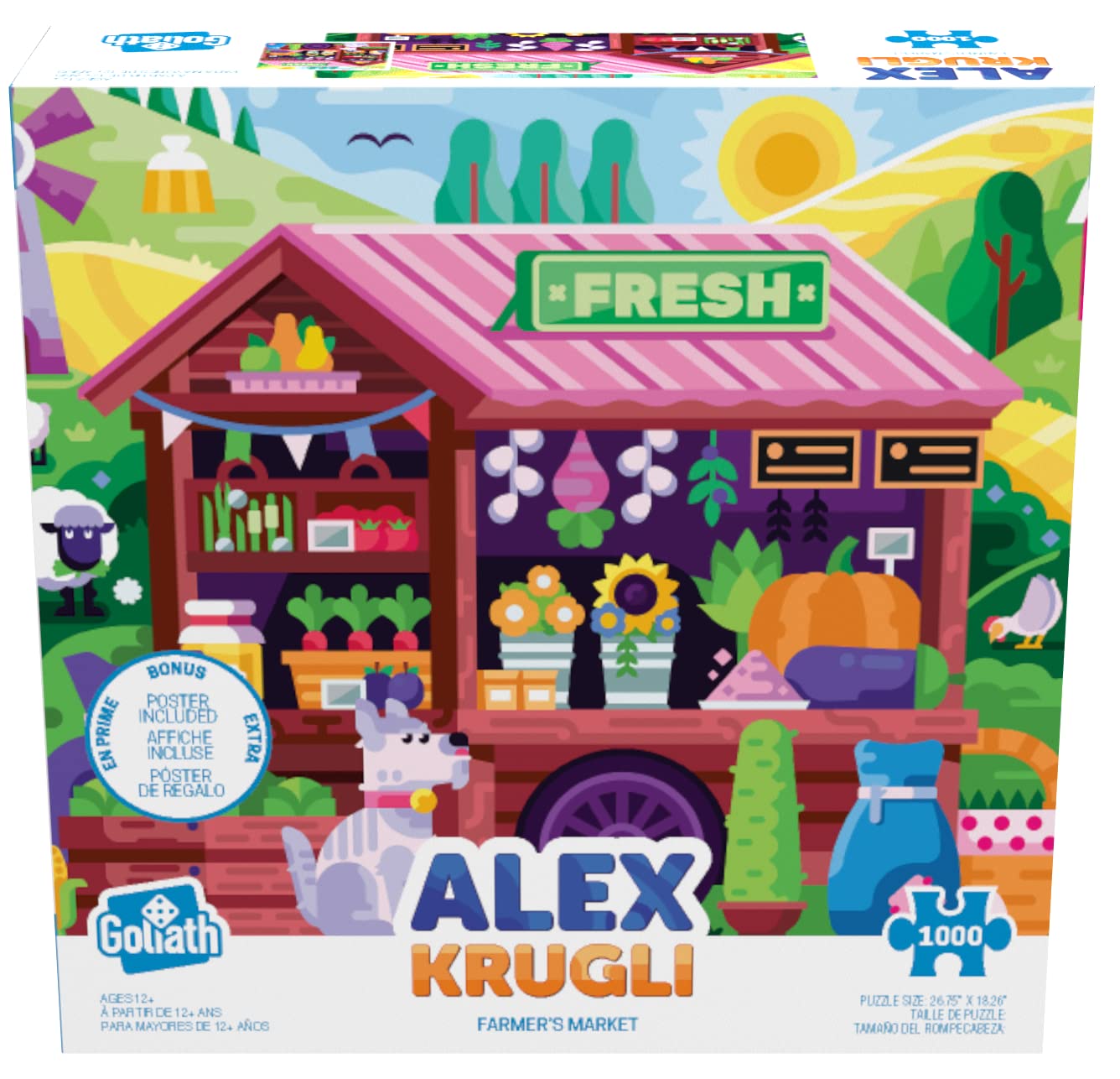 Goliath Alex Krugli: Farmer's Market 1000-Piece Puzzle - Completed Size 26.75 x 18.26 Inches - Ages 12 and Up