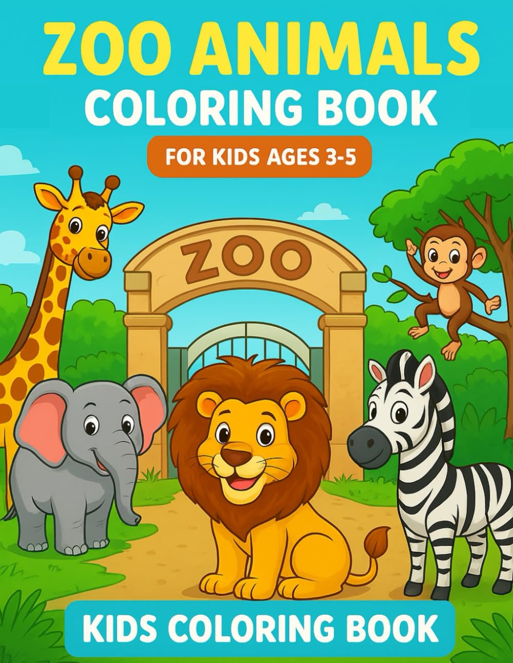 Zoo Animals Coloring Book for Kids Ages 3–5 (Happy Animals Coloring Book Series for Kids)