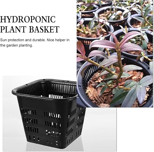 Miniatura 7 de Housoutil 12 tazas de red de plástico para jardín, macetas de malla para tazas, macetas de red para vivero de plantas para jardinería, hidroponía,