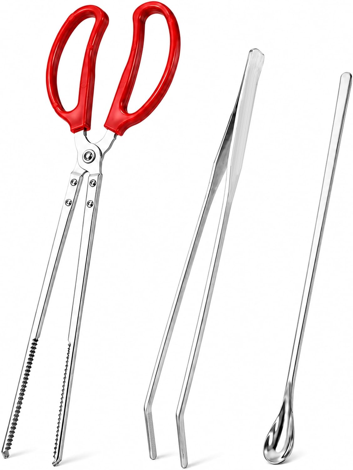 Reptile Feeding Kit: Snake Feeding Tongs, Long Aquarium Tweezers with Spoon