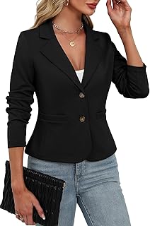Women's Casual Stretchy Knit Blazer,Lightweight Slim Fit Jackets Long Sl...