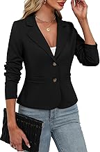 ELLEVEN Women's Casual Stretchy Knit Blazer,Lightweight Slim Fit Jackets Long Sleeve Business Suit with Pockets