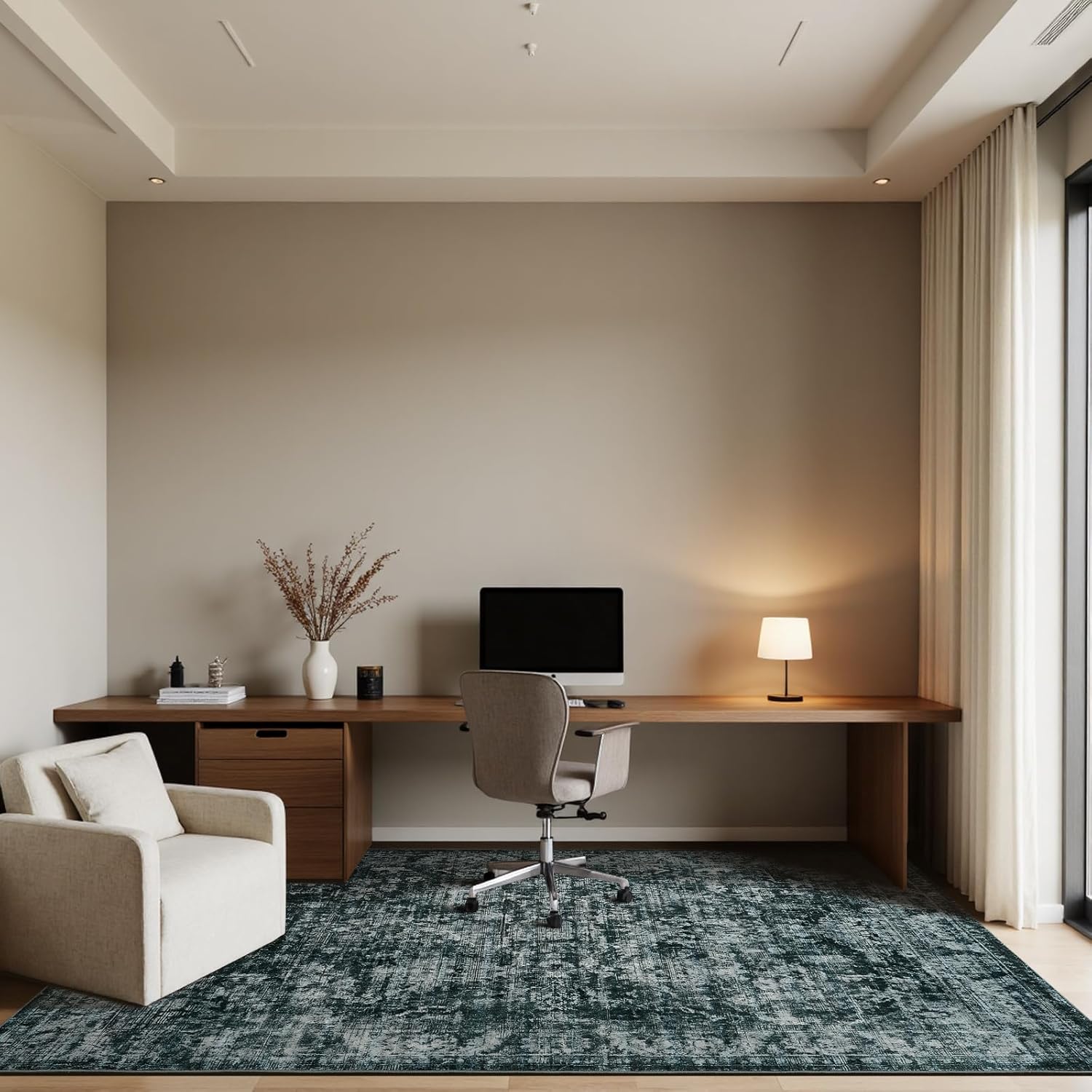 5x8 Non Slip Area Rug, Modern Soft Rugs for Living Room Machine Washable Easy Clean, Kids Pet Friendly Non Shedding, Comfortable for Bedroom Dining Room Kitchen Home Office Floor - Gray