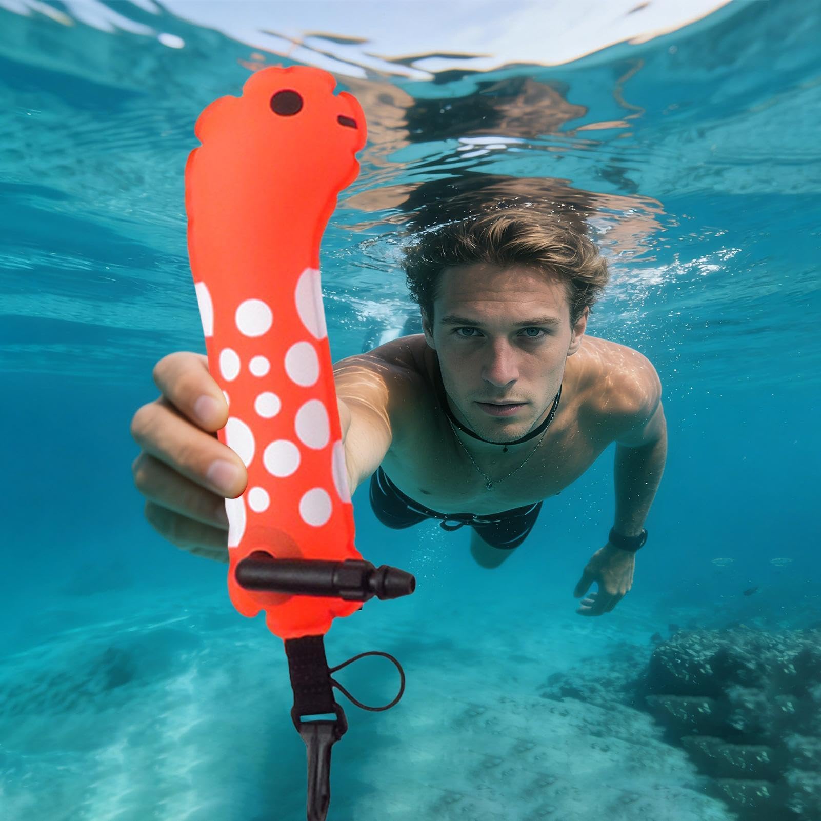 Boa da nuoto gonfiabile per la sicurezza in acqua, galleggianti con marcatore per piscina, pesca, snorkeling, pratica subacquea