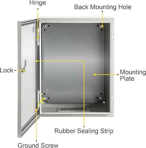 Vista 50 de VEVOR NEMA Caja de acero NEMA, 8 x 8 x 6 pulgadas NEMA 4X Caja eléctrica de acero, IP66 impermeable y a prueba de polvo, caja de conexiones