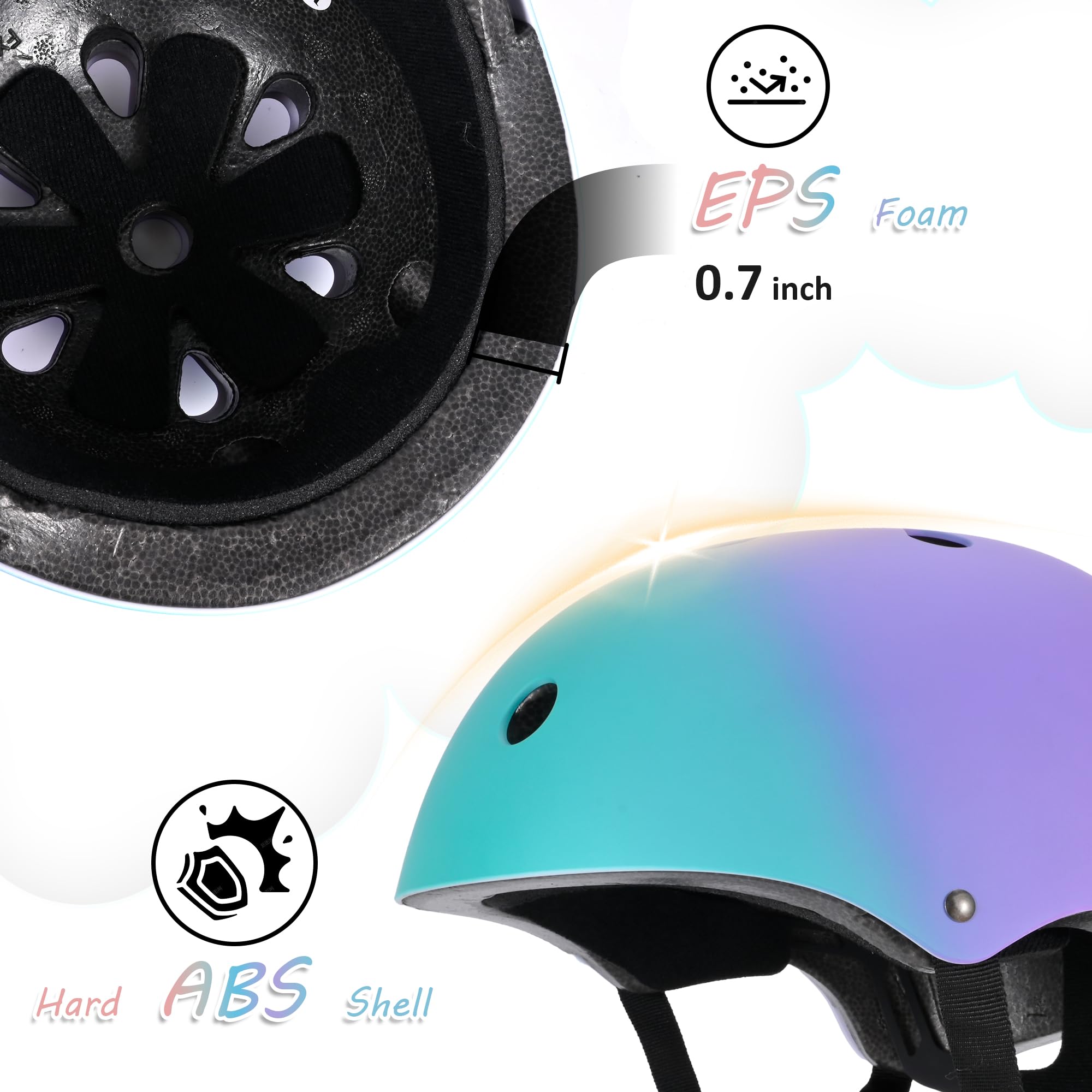 Casco per bambini regolabile, casco da bicicletta per bambini resistente agli urti e agli impatti, 11 prese d'aria, imbottitura in schiuma