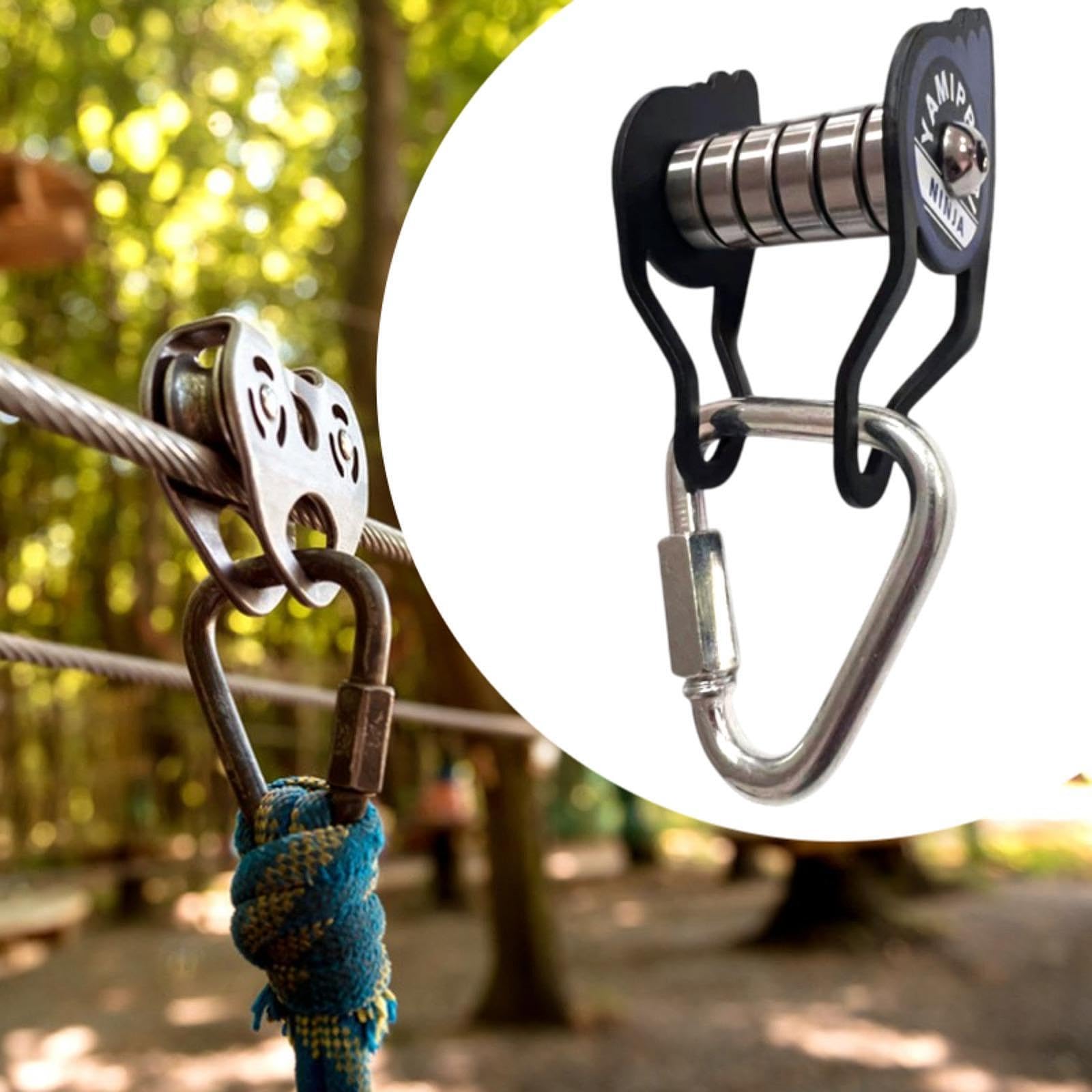 Polea Deslizante de Acero Inoxidable para Slackline, Kit de Cuerda Y, Polea Deportiva para Jardín, Niños, Camping Y Deportes.