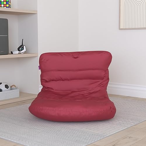Miniatura 2 de Posh Creations Puf estructurado cómodo para jugar, leer y ver televisión, tumbona laguna, microgamuza - rojo