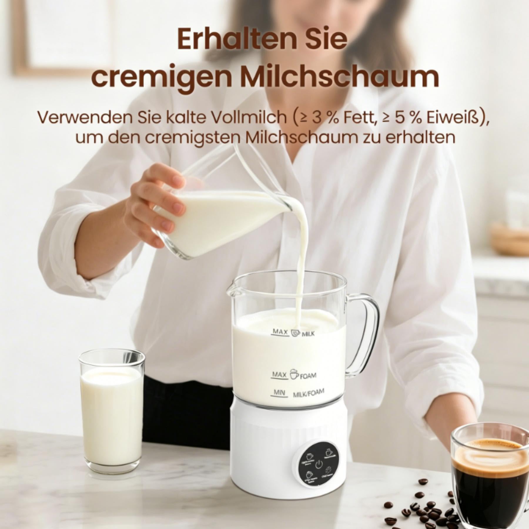 Milchaufschäumer Elektrisch 4 in 1, Automatischer Milchwärmer