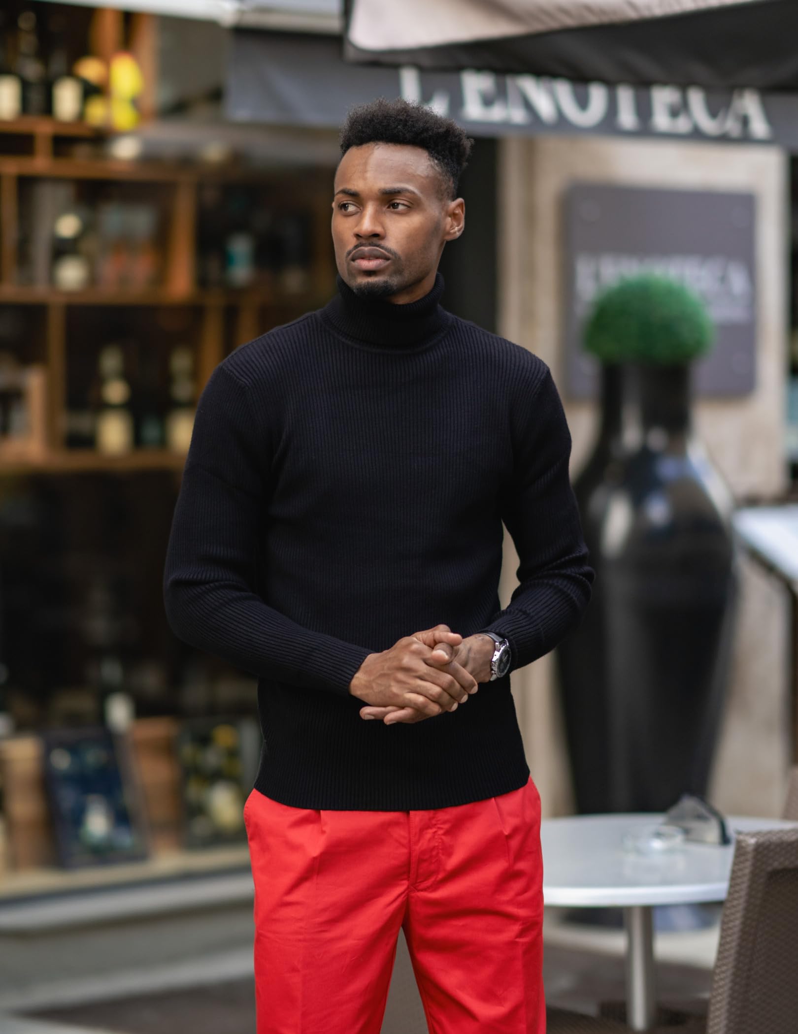 COOFANDY Pull à Col Roulé pour Homme Coupe Slim Pull en Maille Fine Col Roulé Casual Basic Pull pour Homme
