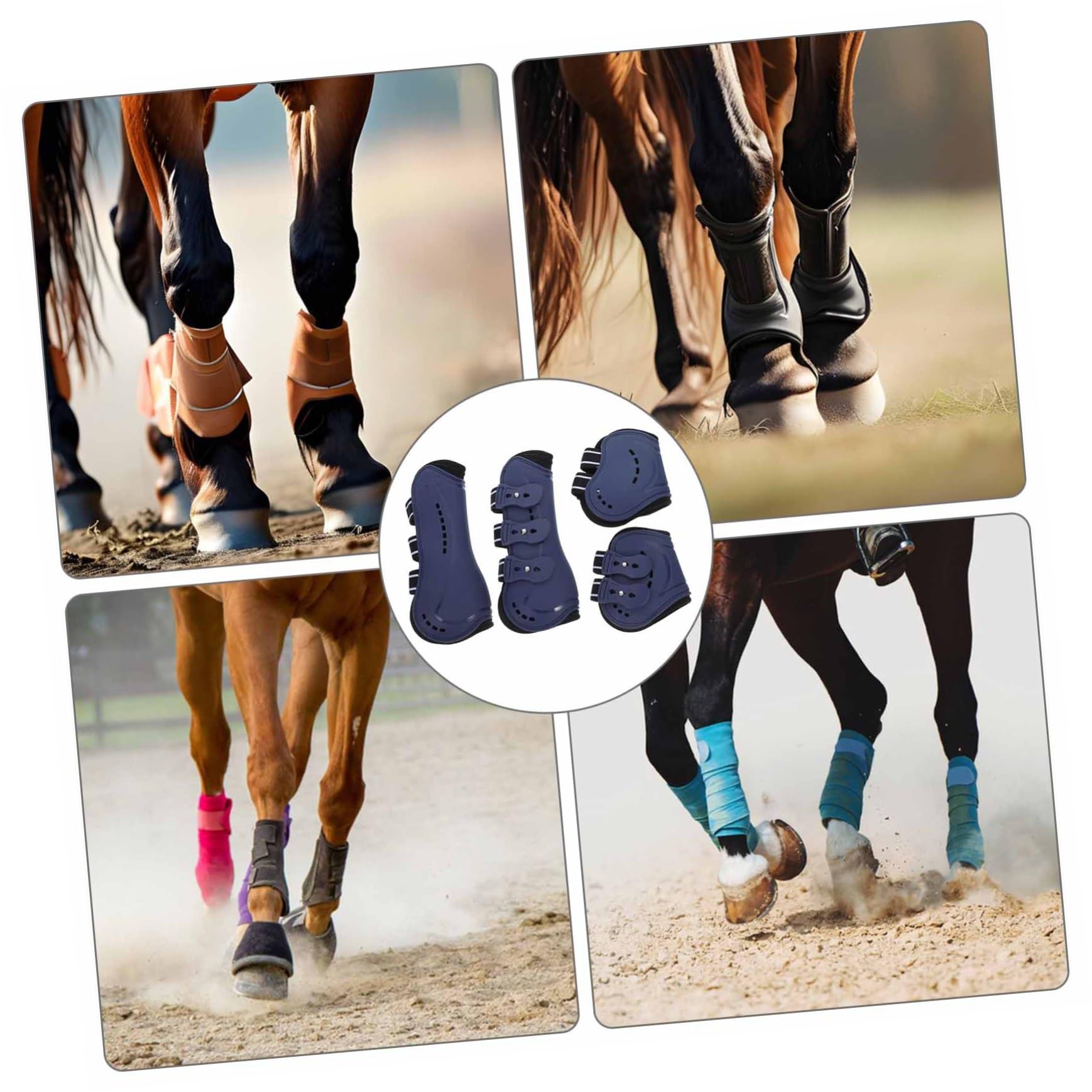 ibasenice 4piezas Botas para Patas De Caballo Protector De Patas De Caballo para y Cuidado Botas De Protección Ecuestre para Tendones Azul Mediano