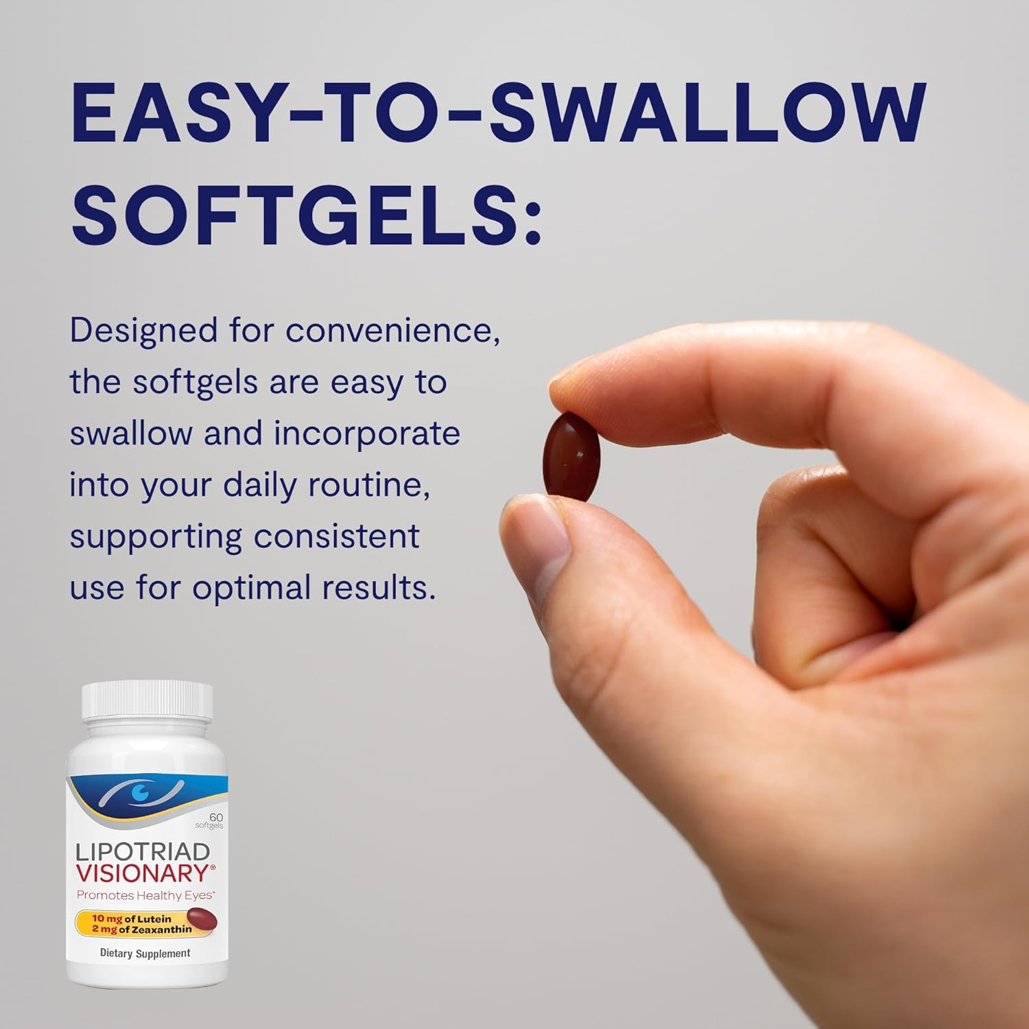 Lipotriad Visionary Eye Vitamins – 60 Capsules – Lutein and Zeaxanthin Supplements with Other AREDS 2® Ingredients to Support Eye Health