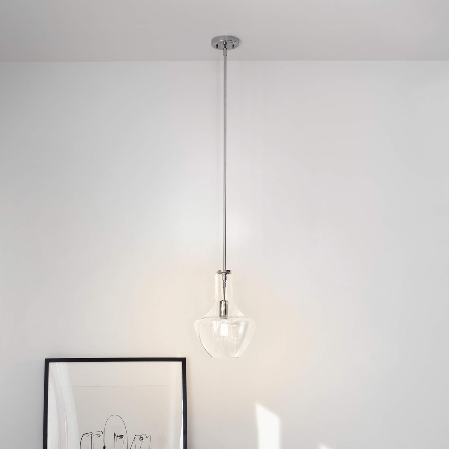 Kichler Everly 15.25" Kitchen Bell Pendant in Chrome, 1-Light Clear Glass Pendant Light, (15.25" H x 10.5" W), 42141CHCLR