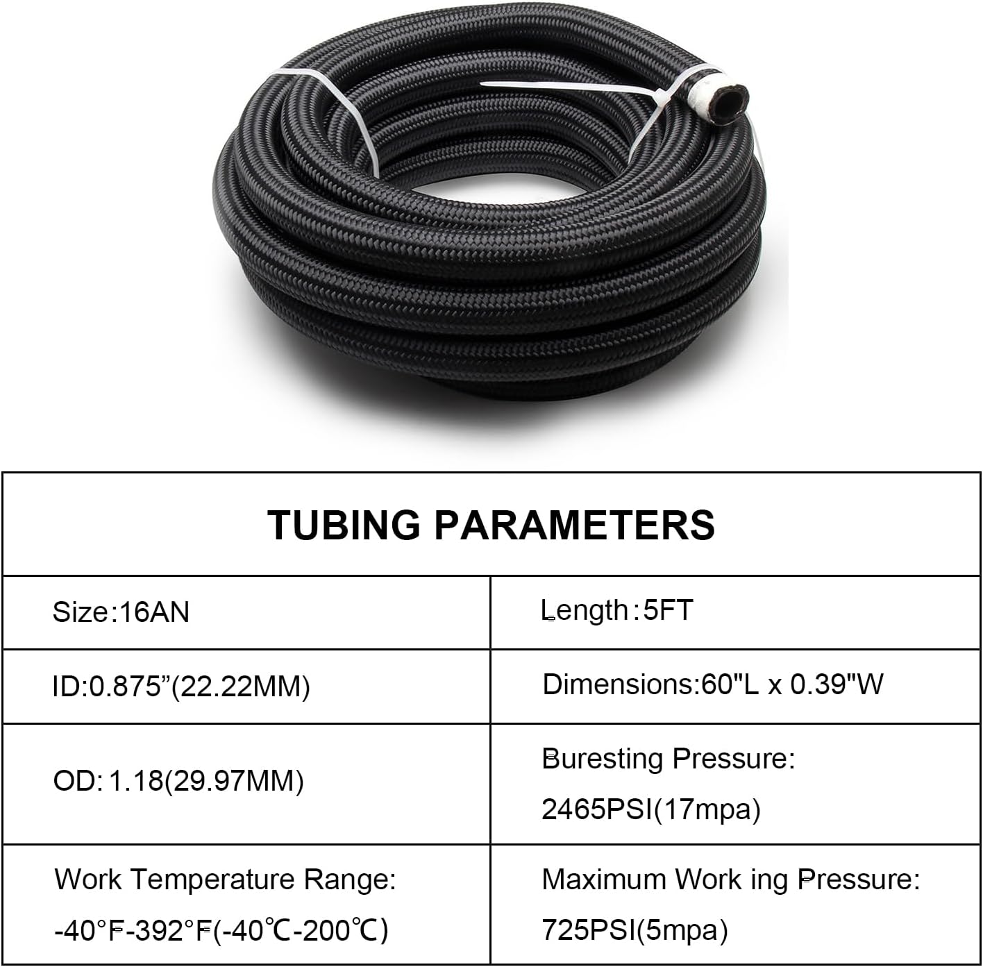 16AN Fuel Line Hose Braided Nylon Stainless Steel Oil & Gas CPE Transmission Oil Cooler Line Coolant Hose Fuel Line Pump Gas, Race Gas, Vacuum, Hydraulic Fluid Diesel Hose Line Tube 5ft