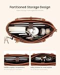LOVEVOOK Laptop Bag for Women, Leather Vintage Work Tote Bag Computer Office Teacher Bag with Large Cup Holder