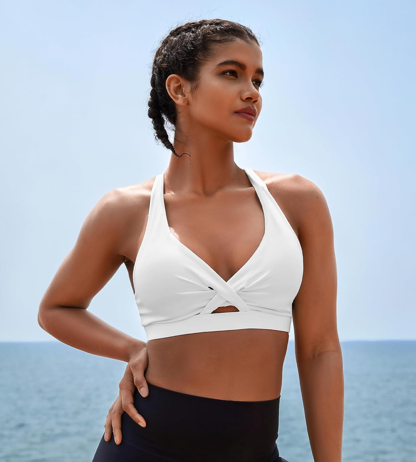 Sports Bras for Women Push Up Medium Impact Racerback Workout Yoga Bra Womens Deep V Padded Sports Bra with Support Gym Tops - Image 7