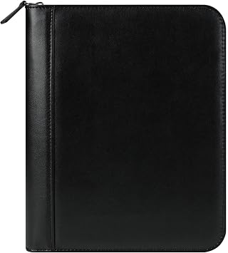 FranklinCovey - FC Signature Ring-Bound Binder for FranklinCovey Planners | Leather - Zipper Binder Classic, Black