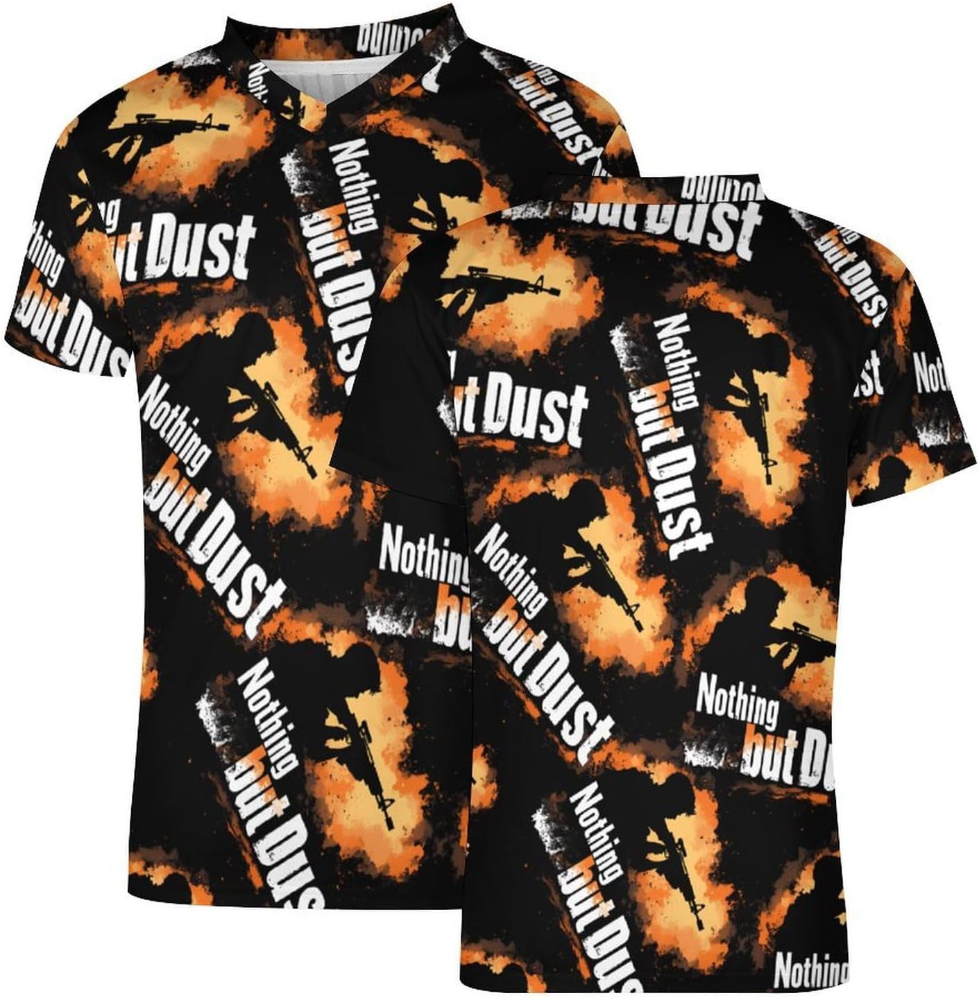 Trap Shooting Nothin But Dust Men's Running Shirts V Neck Short Sleeve T Shirt Football Jersey Sport Tops 6X-Large