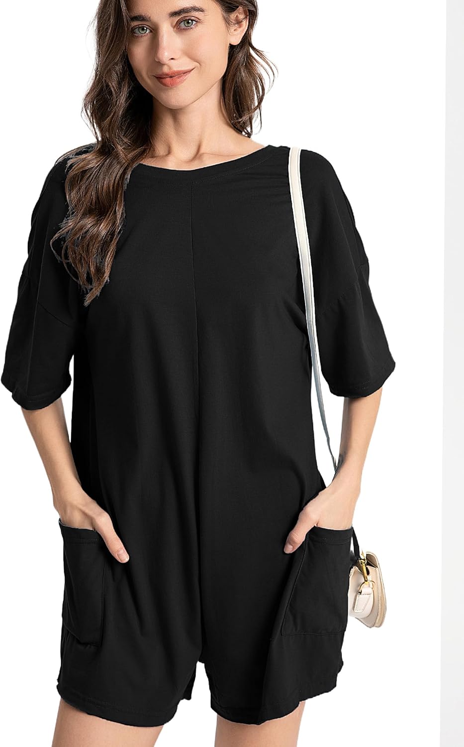 2025 Women's Summer Oversized T-Shirt Romper,Casual Backless Reversible Shorts Jumpsuit with Loose Fit - Image 2