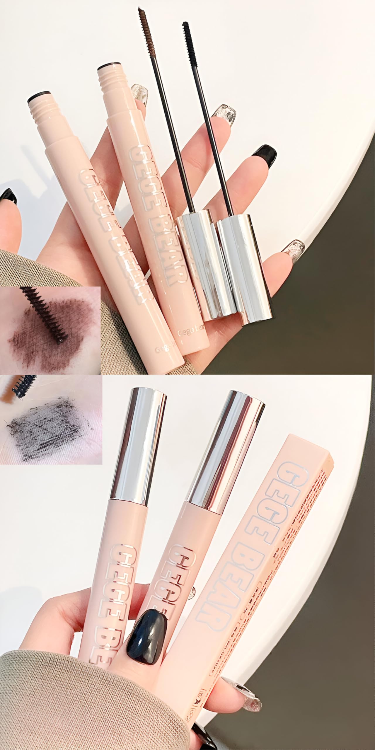 Gege Bear Long & Curl Mascara – Waterproof, Smudge-Proof & Sweat-Resistant | Long-Lasting Lash Lift & Volumizing| Ultra-Lengthening, Clump-Free & Lightweight Formula for Natural & Dramatic Eye Makeup | High-Pigment Black & Brown Mascara for Thick, Defined & Curled Eyelashes For Women (01-Black, 3g)-image-36
