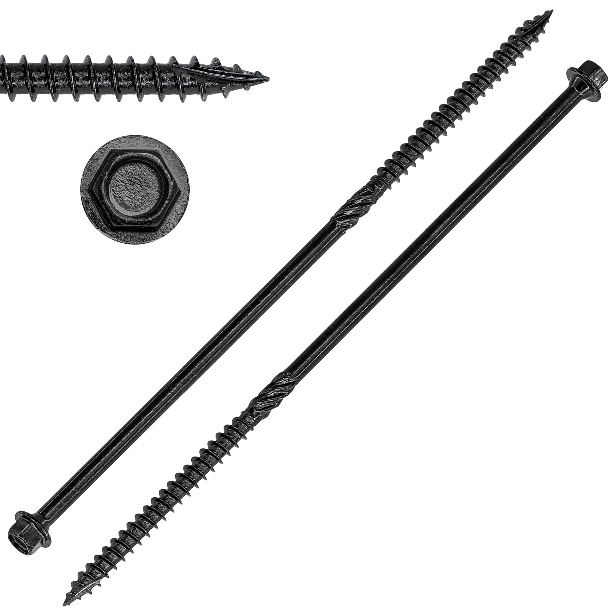 10 Pieces Hex Head Timber Screws – Heavy-Duty Exterior Decking Fixing Screw for Hardwood (200mm)
