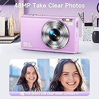 Vista 4 de Cámara digital, enfoque automático de 48 MP UHD 4K, cámara de vlogging de 16X, zoom digital portátil y compacta, cámara digital para adolescentes