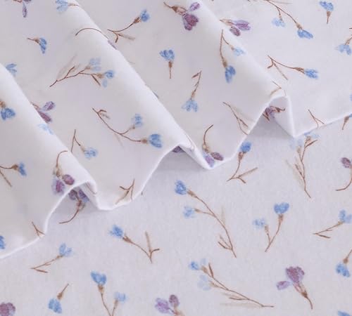 Vista 343 de RUVANTI Juego de sábanas de franela 100% algodón, tamaño matrimonial, 4 piezas, Alpine Serenity Serenidad alpina