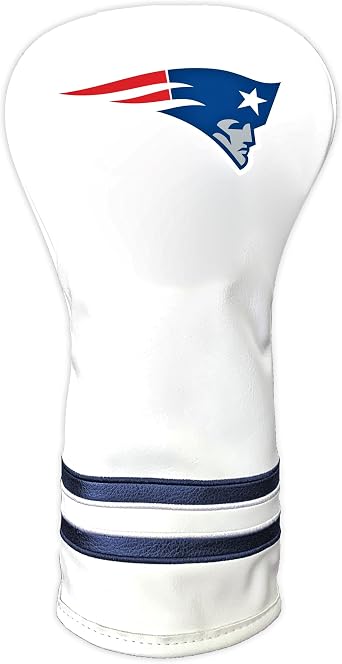 Team Golf NFL New England Patriots White Vintage Driver Head Cover White Vintage Driver Golf Club Headcover, Form Fitting Design, Retro Design