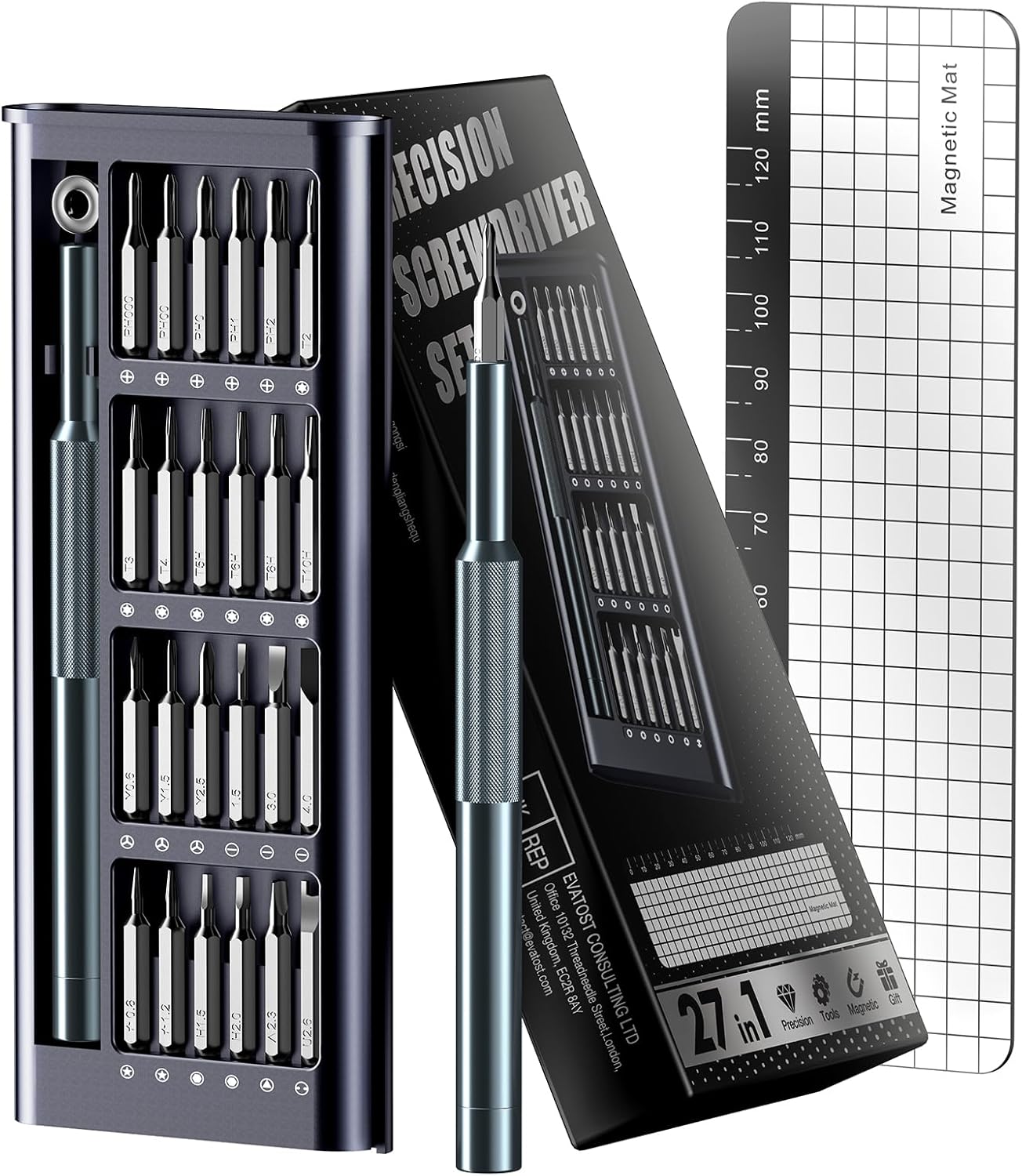 27-in-1 Precision Screwdriver Set, Professional Mini Repair Tool Kit with Magnetic Drivers for Macbook, Laptop, Phone, Watch, Glasses, Ring Doorbell, Electronics, Small Gadget Gift for Men