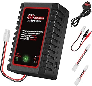 HTRC N8 NiMH Charger for 2-8s Nimh/NiCD Battery Pack (2.4V-9.6V) of Airsoft, RC Car, Boat, Drone - RC Charger for NiMH/NiCD Battery Pack with Standard/Mini Tamiya Connector