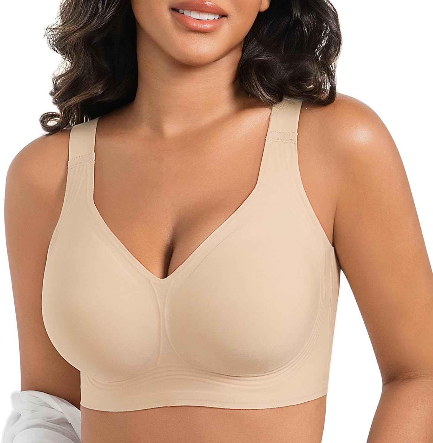 Ezrnoxc Wireless Bras for Women No Underwire Support Push-Up Full Coverage Seamless Plus Size Everyday Comfort Bra