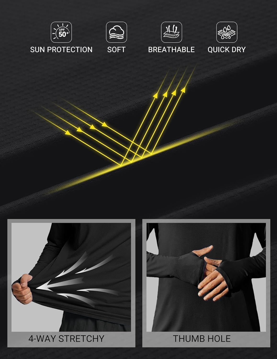 COOFANDY Mens UPF 50+ Hoodie Shirts Long Sleeve Rash Guard Sun Protection Fishing Shirts Lightweight Quick Dry Hoodies - Image 5