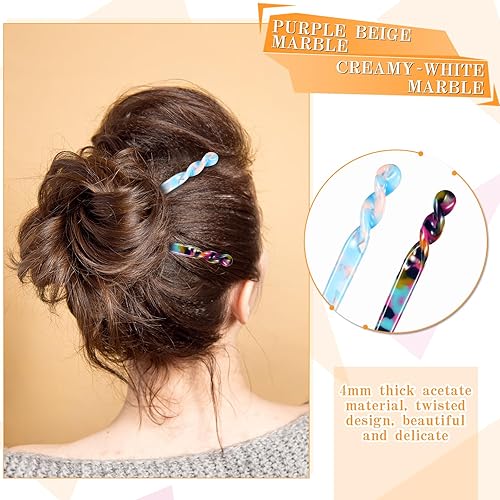 Miniatura 8 de 12 palitos de acetato para el cabello, palillos de tortuga, concha, horquilla, estampado de leopardo, horquillas de pelo chino, accesorios de